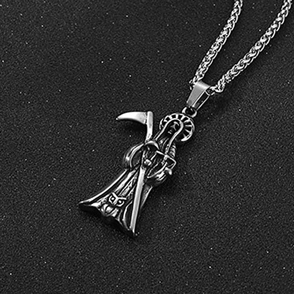 Skull Death Scythe Pendant — Stainless Steel