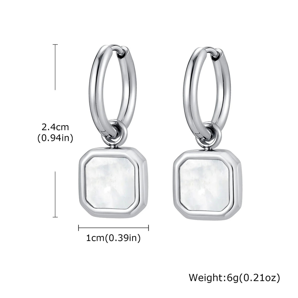 Natural Stone Huggie Hoop Earrings — SS