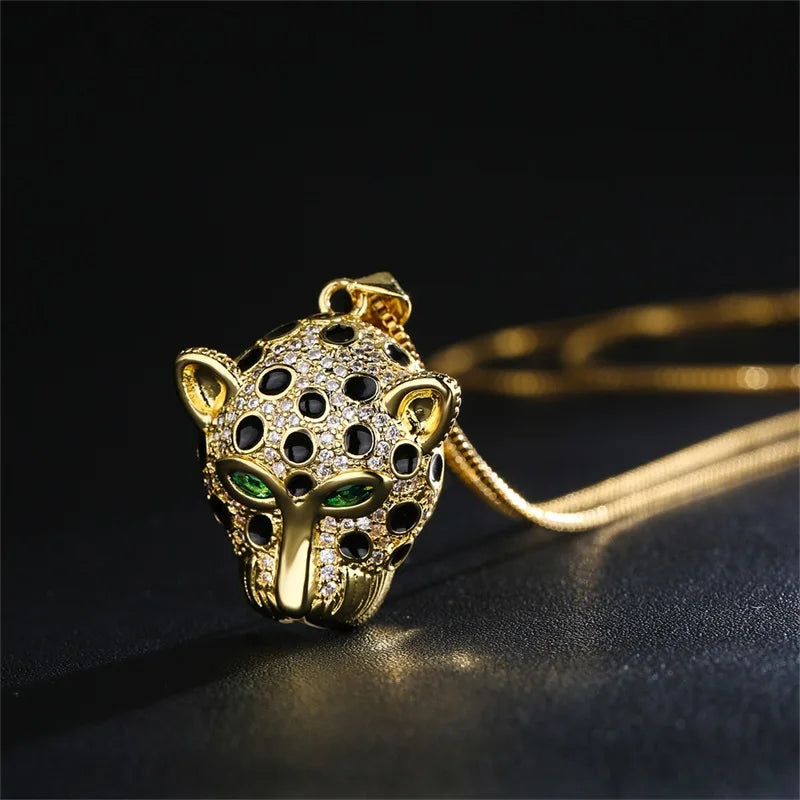 European Leopard Head Clavicle Necklace — Stainless Steel