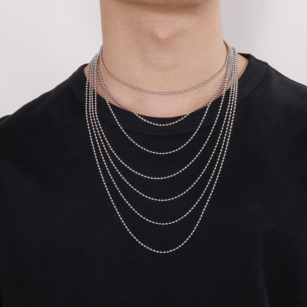 2/3/4/6/8mm Simple Balls Link Chain Necklaces For Men Women Silver Color Stainless Steel Balls Collar Choker Hip Hop Jewelry