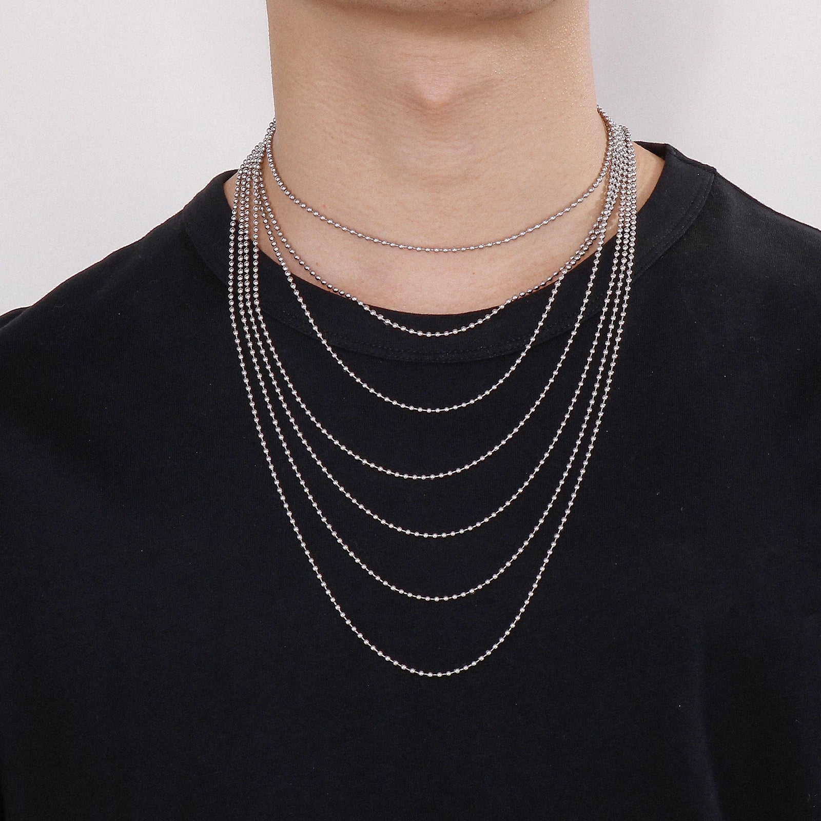2/3/4/6/8mm Simple Balls Link Chain Necklaces For Men Women Silver Color Stainless Steel Balls Collar Choker Hip Hop Jewelry
