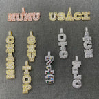 THE BLING KING Custom Vertical Initial Letter Pendant Mixed Inlay Different Shape Cubic Zircon NamePlate Necklace
