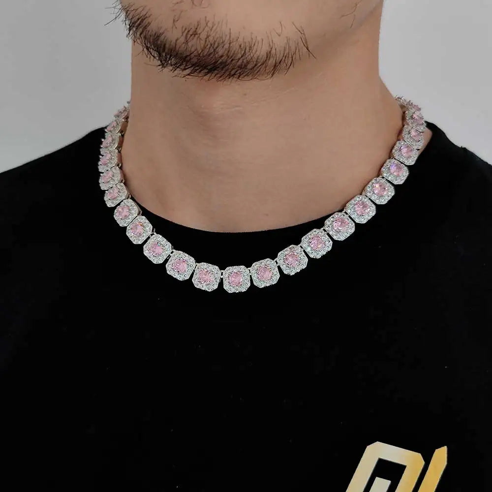 Tennis Chain Necklace Stainless Steel 12MM Cluster
