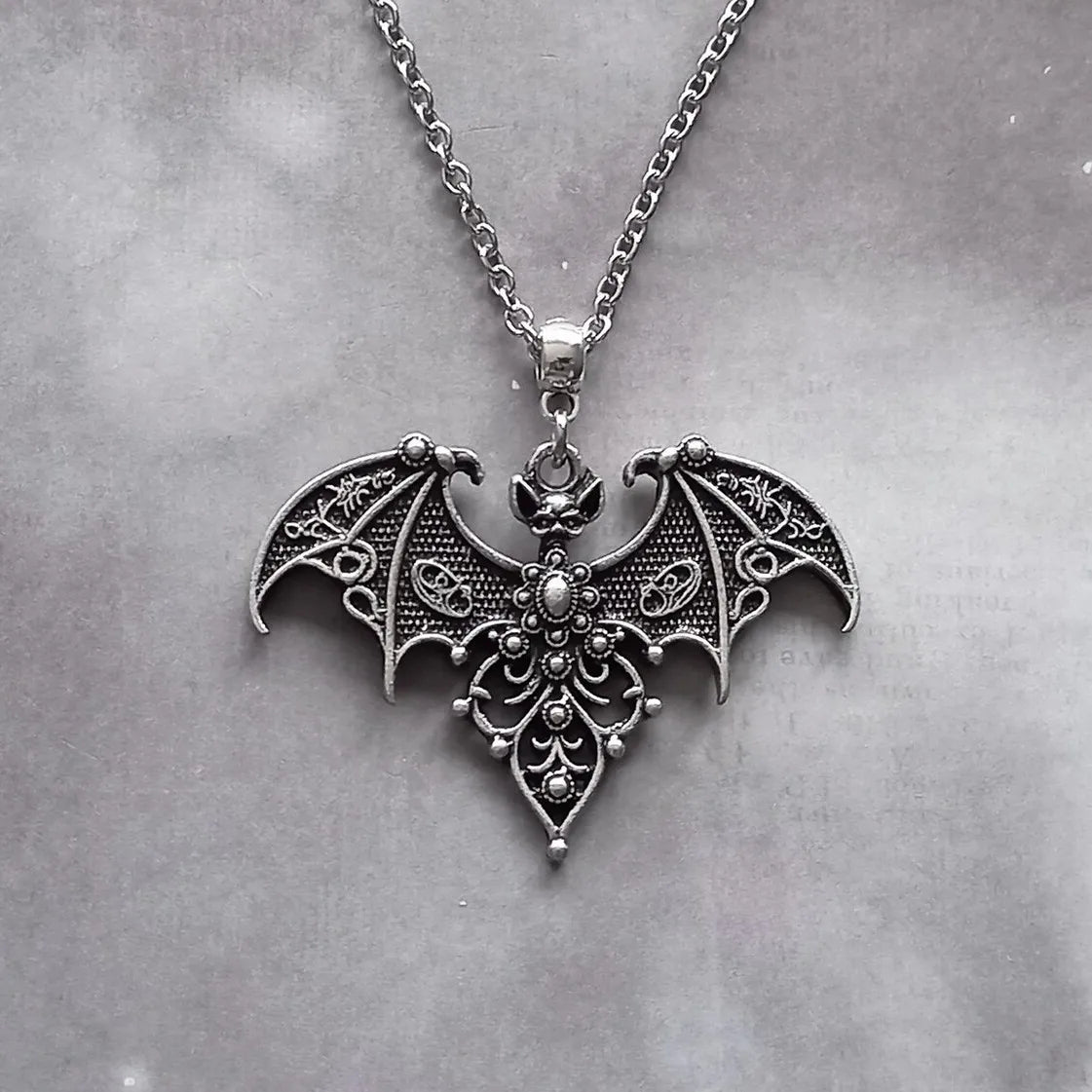 Vampire Bat Charm Choker Necklace — Stainless Steel