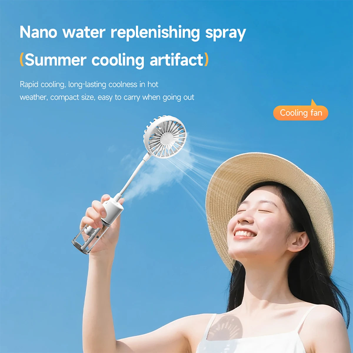 New Spray Clip Fan, 2-in-1 Hydrating and Cooling Fan, Portable USB Rechargeable Mini Handheld Cooling Spray Fan