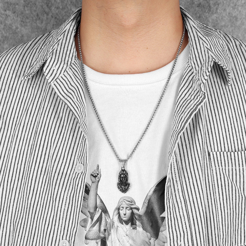 Virgin Mary Pendant Necklace — Stainless Steel