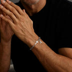 Men Cross Cuban Chain Bracelets for Men Initial A-Z Faith Cross Bracelets, Stainless Steel Initial Bracelet Religious Jewelry