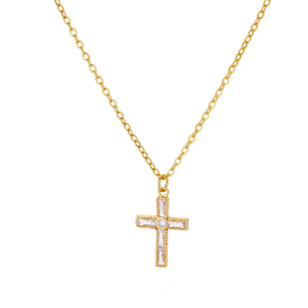 Stainless Steel Tree of Life Cross Necklaces for Women Gold Color Chain Necklace Aesthetic Collar Jewelry Accessories Gift