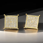 Iced Out Zircon Stud Earrings — Two-Tone