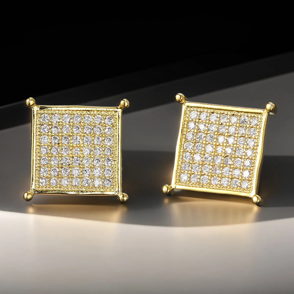 Iced Out Zircon Stud Earrings — Two-Tone