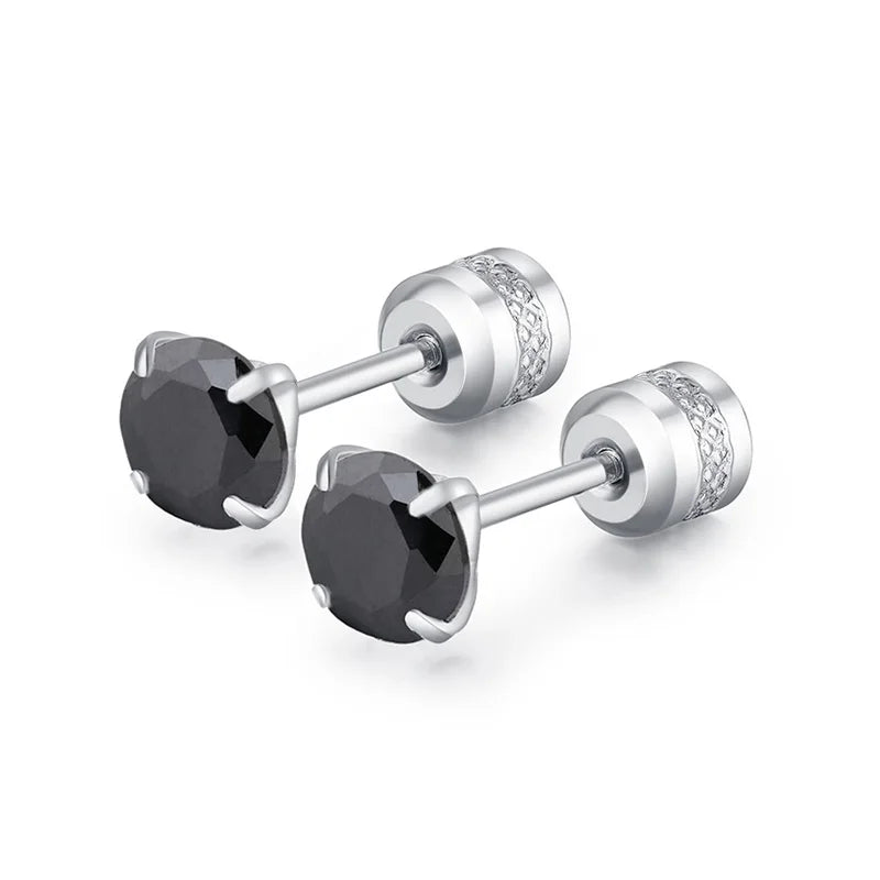 4 Prong CZ Zircon Stud Earrings — Cartilage Screw Back Piercing