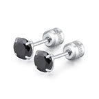 4 Prong CZ Zircon Stud Earrings — Cartilage Screw Back Piercing