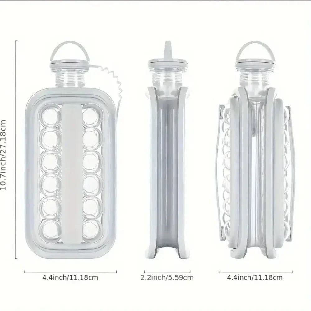 Portable 2-in-1 Folding Ice Maker Water Bottle Creative Ice Cube Mold Kitchen Bar Gadgets Ice Hockey Lattice Making