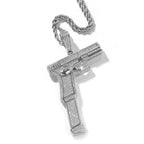 THE BLING KING Iced Out Full Zirconia Large Size Pistol Gun Pendant Necklace Punk Hip Hop Mens Rapper Shiny Party