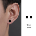 Trendy HipHop Titanium Steel Round Men's Stud Earrings Hippie Stainless Steel Black Drip Earings for Men Couple