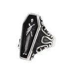 Gothic Coffin Skull Stainless Steel Ring Biker Punk Retro Street Fashion Wear Accessories Party Jewelry Gifts For Men