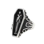Gothic Coffin Skull Stainless Steel Ring Biker Punk Retro Street Fashion Wear Accessories Party Jewelry Gifts For Men
