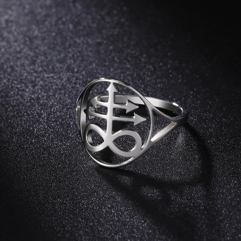 Leviathan Cross Satan Signet Ring — Stainless Steel