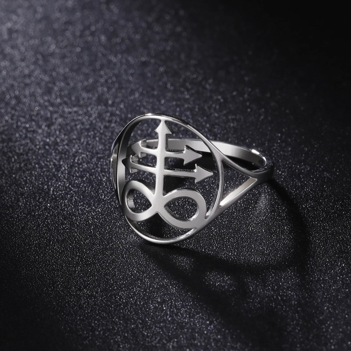 Leviathan Cross Satan Signet Ring — Stainless Steel