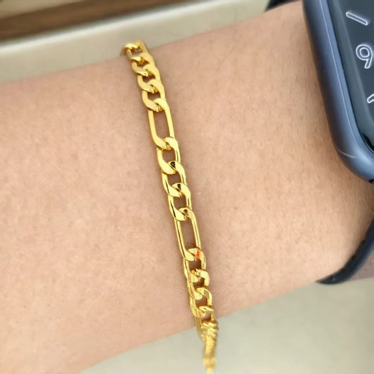 Gold-Tone Boss Chain Bracelet — 5-7mm Width, 20cm
