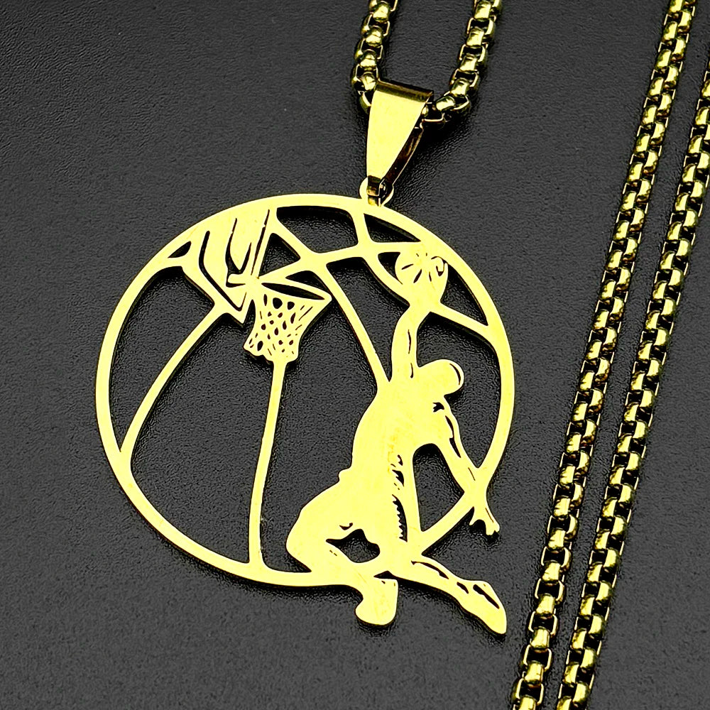 Basketball Stainless Steel Pendant Necklace