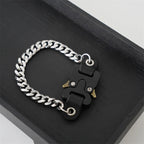 HANGZHI 2021 NEW Hip Hop Punk Titanium Steel Street Men and Women Letters Metal Safety Buckle Necklace Fashion Jewelry