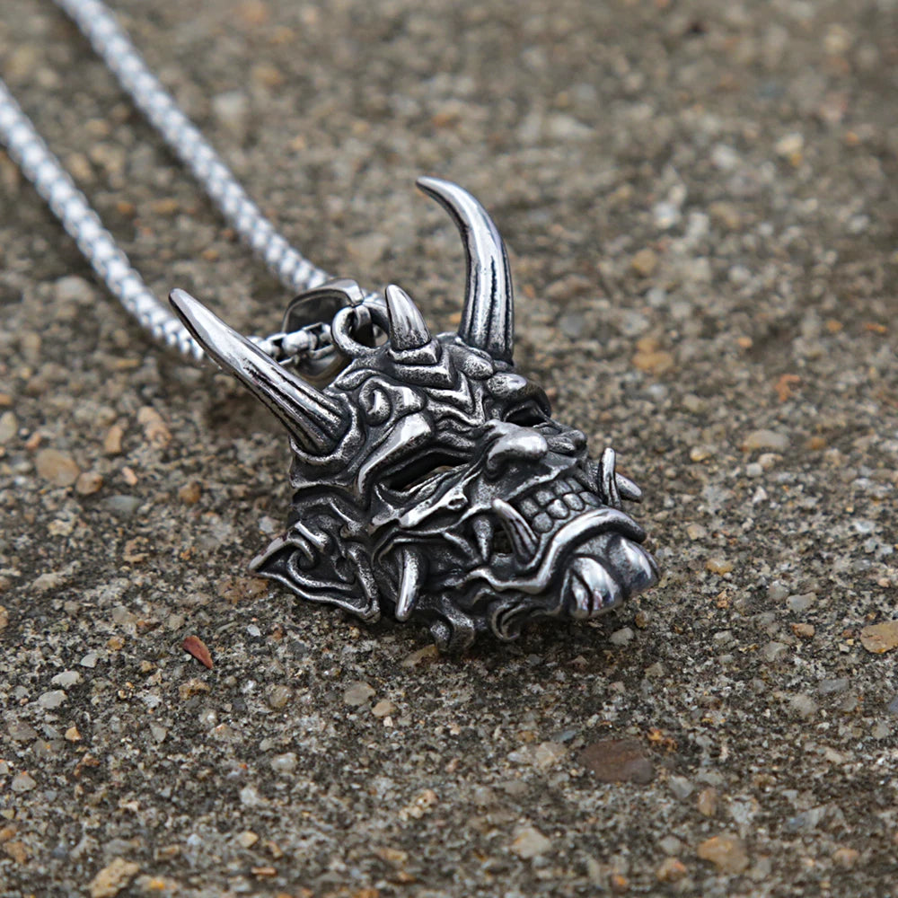 Skull Demon Steel Pendant Gothic Vintage Mask