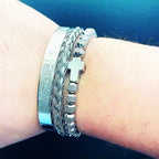 Spanish Scripture Cross Beaded Bracelet Set — Stainless Steel