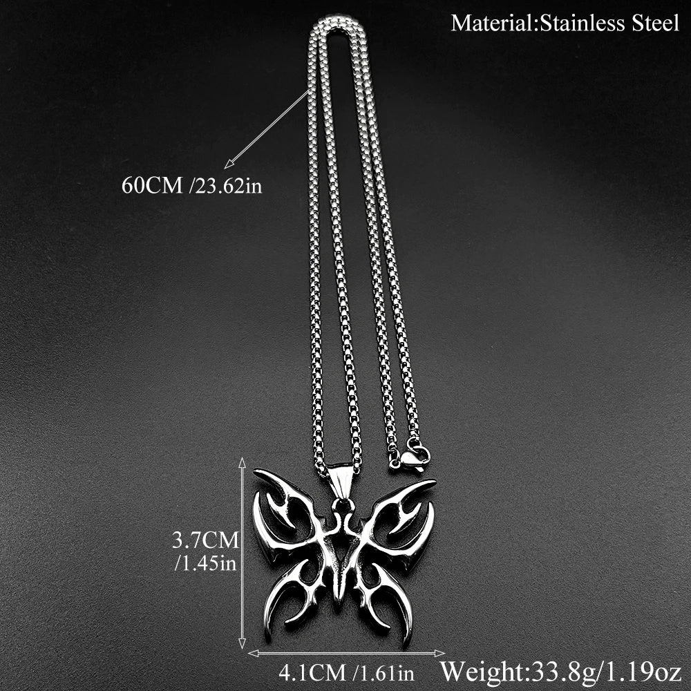Fire Totem Butterfly Silver Chain Necklace