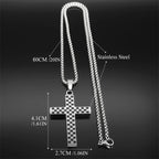 Jesus Christ Cross Pendant Necklace Box Chain — Stainless Steel