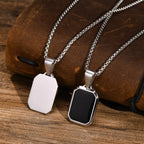 Vnox Geometric Pendant Necklaces For Boys,Stainless Steel Simple Square Dog Tag Men Necklaces,Retro Collar Jewelry Gift