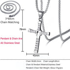 60cm Length Stainless Steel Pendant Necklace Solid 78*45mm Big Size Cross Men Waterproof Neck Jewelry Drop Shipping