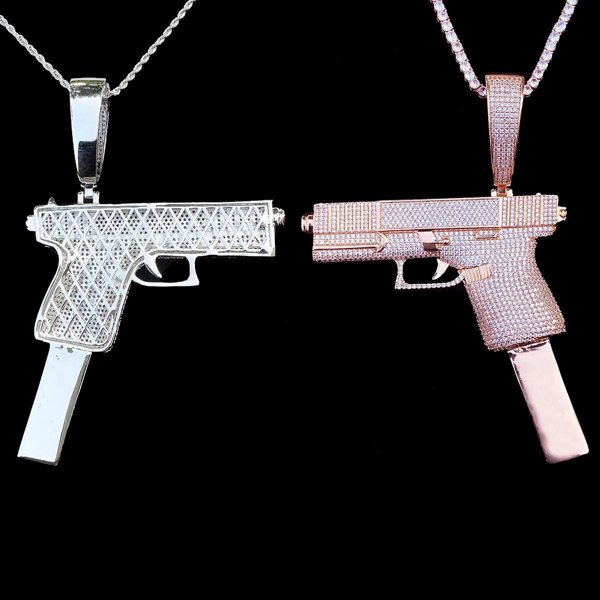 Aokaishen Iced Out Big Gang Necklace Pendant for Men 5A Cubic Zirconia Gold Plated Hip Hop Jewelry