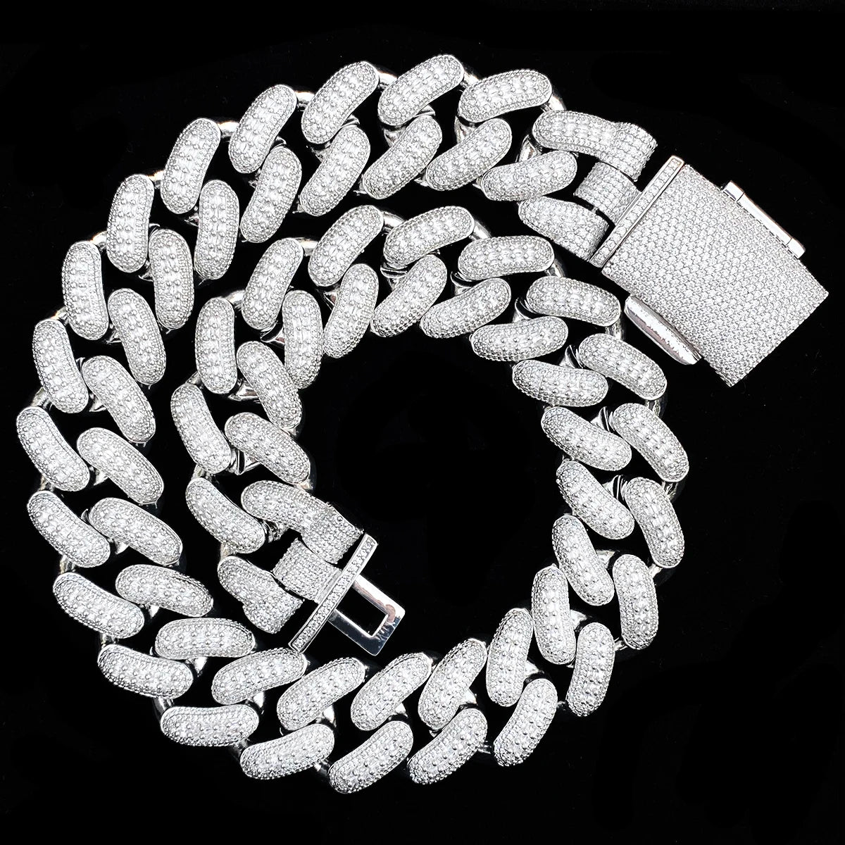 Aokaishen 32mm Iced Out Thick Heavy Miami Baguette Cuban Link Chain for Men 5A Cubic Zirconia Gold Plated Hip Hop