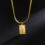 LIKGREAT Major Arcana Tarot Card Necklace Stainless Steel Snake Chain Necklace Vintage Amulet Moon/Sun/Star Tarot