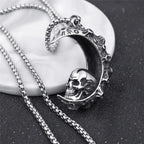 Moon Skull Pendant Necklace — 316L Stainless Steel
