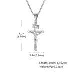 Vnox Stainless Steel Catholic Jesus Cross Necklace for Men Women, Crucifix Pendant with 60cm Cuban Chain, Religious