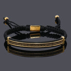 Luxury Punk CZ Bar Braided Man Bracelets For Women Handmade Jewelry Gift