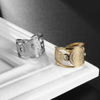 Stainless Steel Rings Signet Protection Amulet Seal of The Seven Archangels Solomon Kabbalah Chunky Stars Fashion Ring
