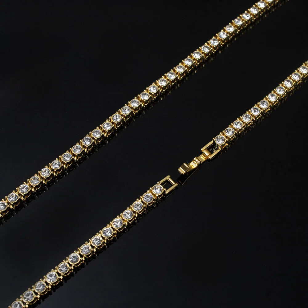 Iced Out Tennis Chain Necklace 4mm — Zinc Alloy