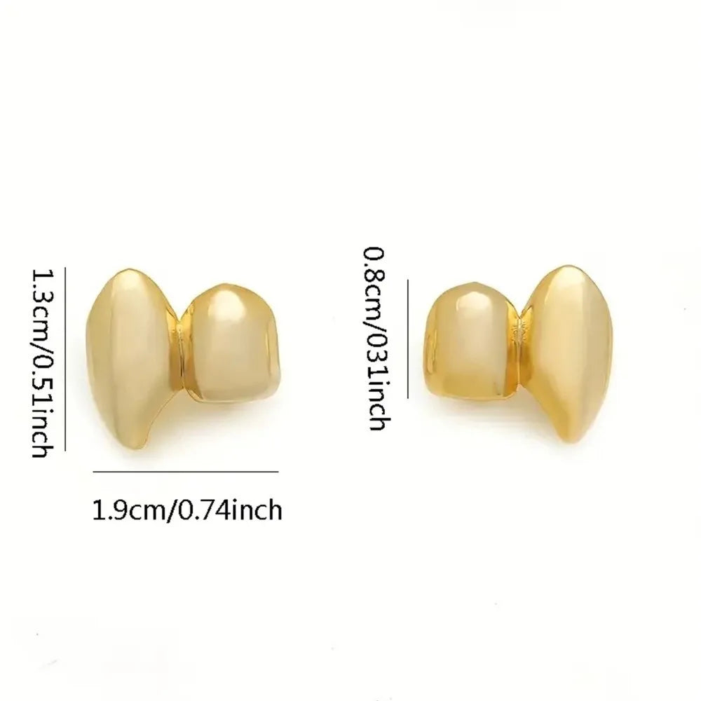 2Pcs/Set Double Glossy Hip-Hop Tooth Grills Halloween Gift Punk Jewelry Tooth Caps Charm Gold Silver Color Mouth Teeth