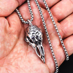 Nordic Crow Skull Pendant Necklace, Retro Animal Jewelry for Men, Lucky Amulet Gift, Viking Style