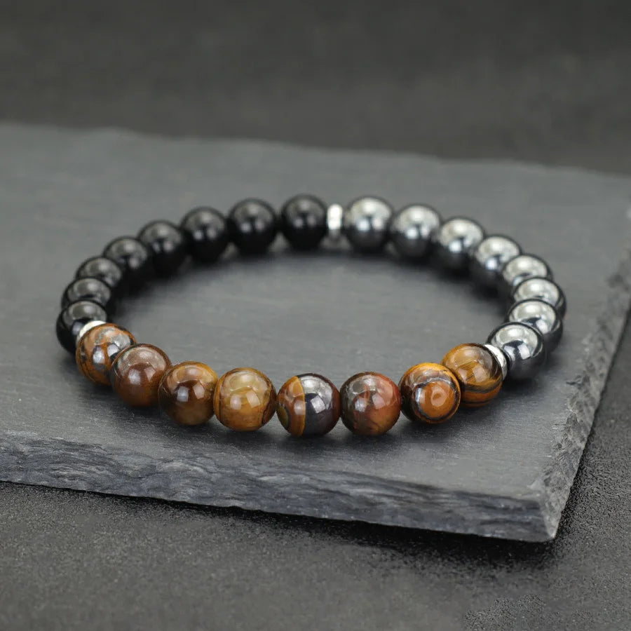 New Fashion Men Tiger Eyes Lava Hematite Stone Spiritual Healing Bracelet Yoga Meditation 8mm Strand Braclet Pulseras
