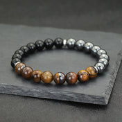 Tiger Eye Hematite Bead Bracelet — Lava 8mm Strand