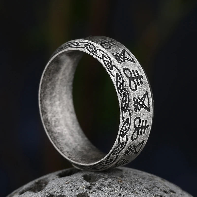 Gothic Seal of Satan Signet Ring — Stainless Steel