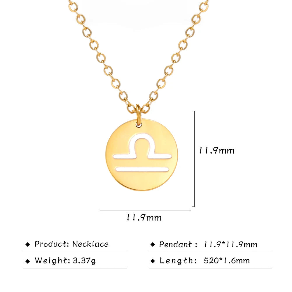 Kkjoy Stainless Steel Star Zodiac Sign Necklaces 12 Constellation Choker Pendants Necklace Aries Libra Leo Collier Birthday Gift