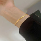 Curb Snake Link Chain Bracelet — Silver or Gold, Stainless Steel