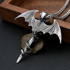 Fashion Flying Dragon Necklace Stainless Steel Punk Sword Pendant Necklace For Men Unique Amulet Jewelry Gift