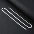 4mm Stainless Steel Flat Snake Chain Necklace Simple Silver Color Soft Chain Men Necklace Hip Hop Jewelry Trendy Accessories