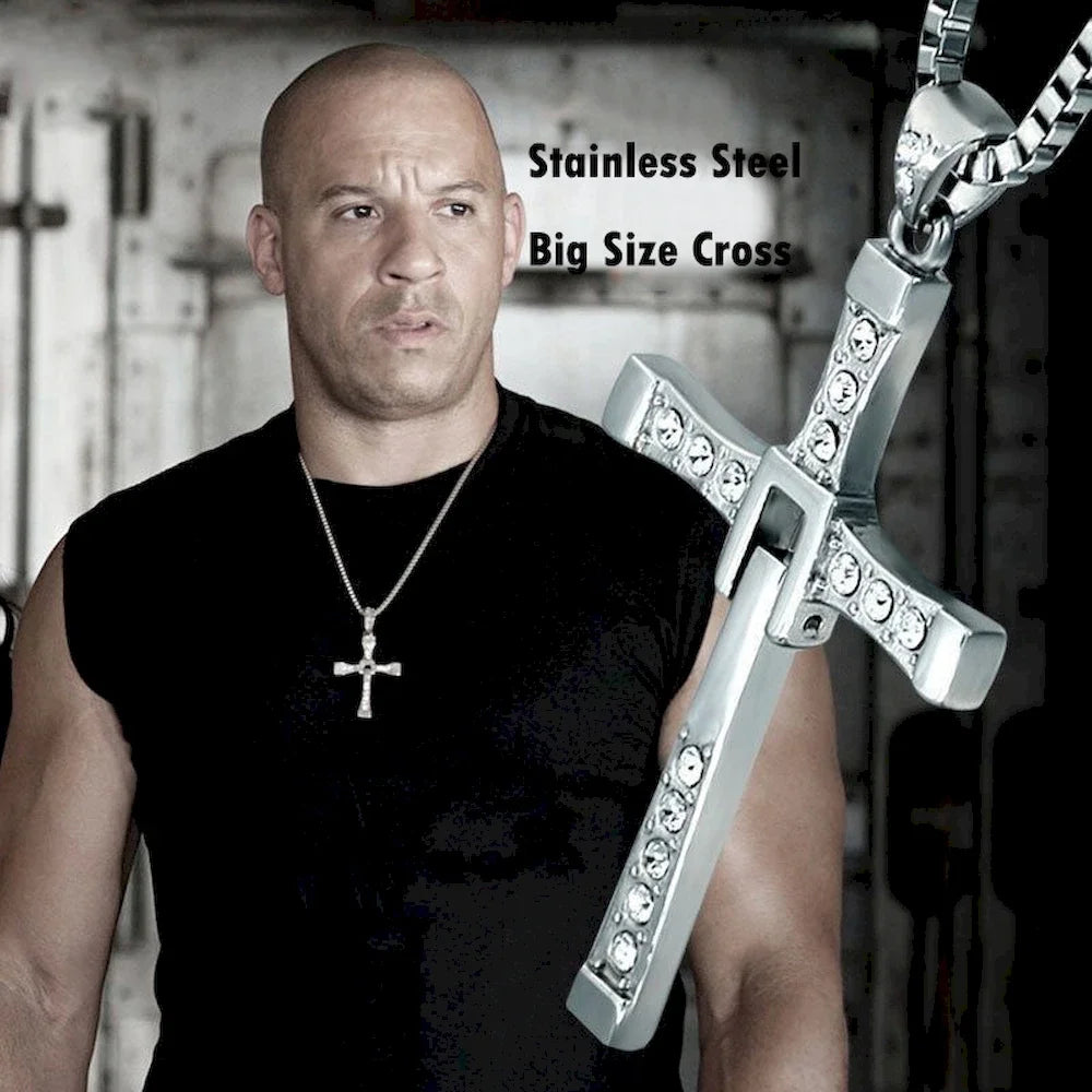 60cm Length Stainless Steel Pendant Necklace Solid 78*45mm Big Size Cross Men Waterproof Neck Jewelry Drop Shipping